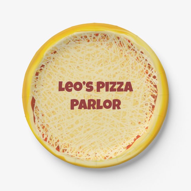 Personalised Cheese Pizza Parlour Pizzeria Party Paper Plate (Front)