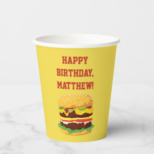 Personalised Cheeseburger Party Paper Cups