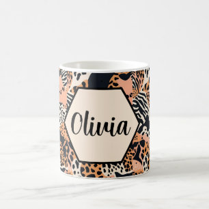 Personalised Cheetah and Zebra Print Coffee Mug