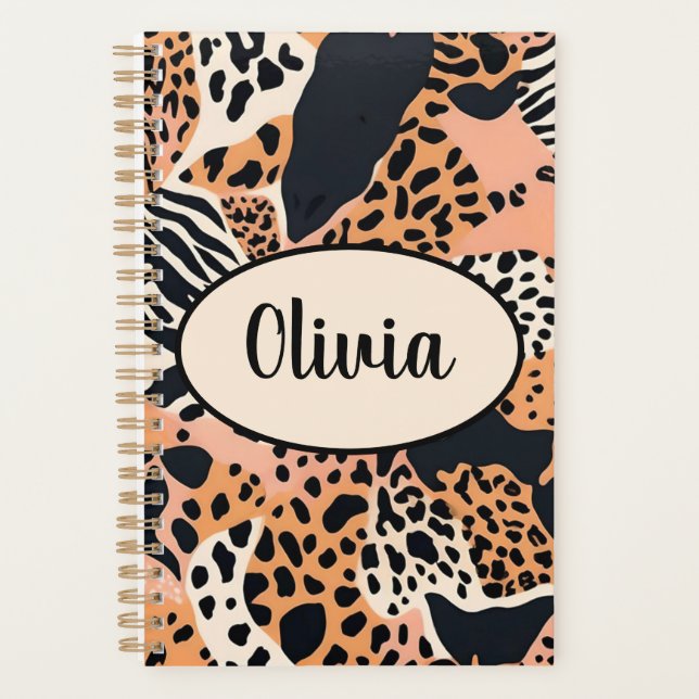 Personalised Cheetah and Zebra Print Planner (Front)