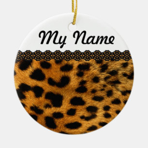 Personalised Cheetah Ceramic Tree Decoration