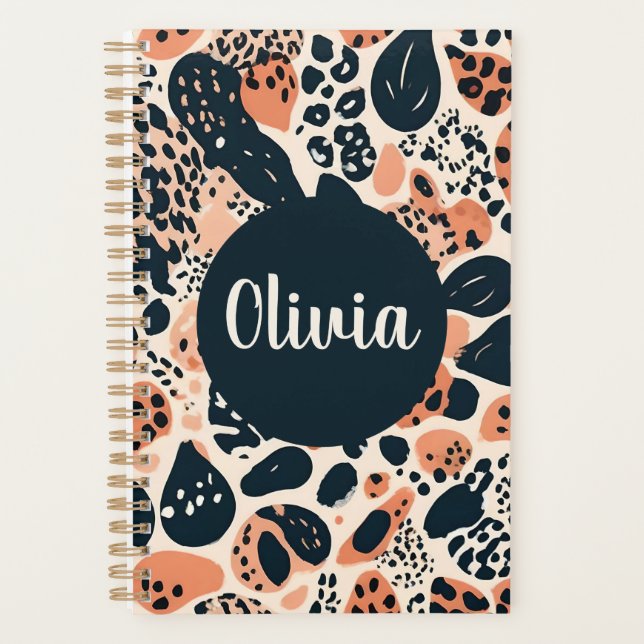 Personalised Cheetah Leopard Animal Print Planner (Front)