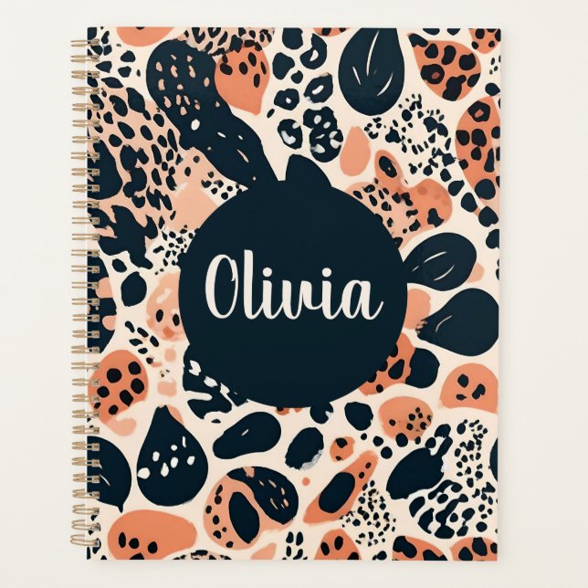 Personalised Cheetah Leopard Animal Print Planner (Front)