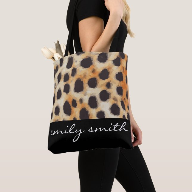 Personalised Cheetah Pattern Tote Bag (Close Up)