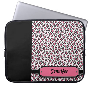 Personalised cheetah print pink laptop sleeve