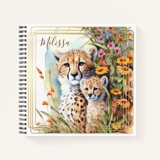 Personalised Cheetah School Office Notebook Gift (Front)