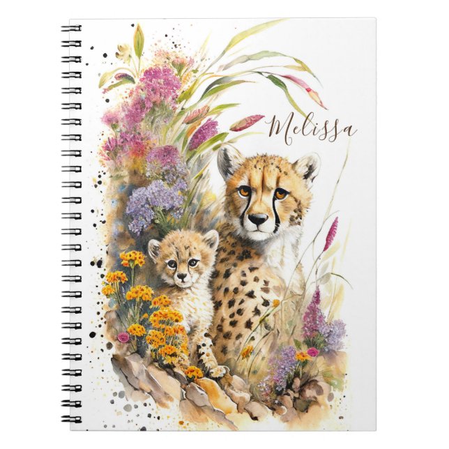 Personalised Cheetah School Office Notebook Gift (Front)