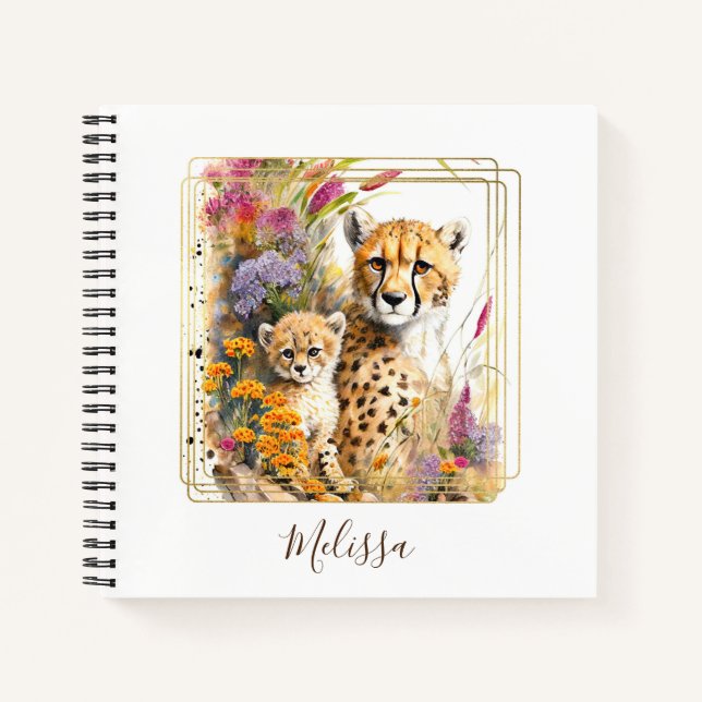 Personalised Cheetah School Office Notebook Gift (Front)