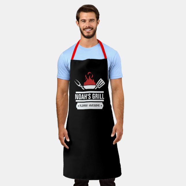 Personalised Chef Apron: Custom Name & Food Pun Apron (Worn)