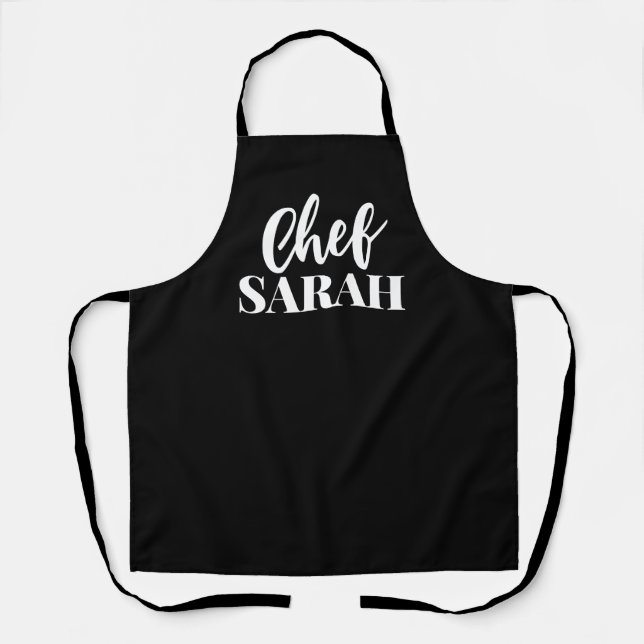 Personalised Chef Apron | Modern Elegant Black (Front)