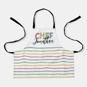 Personalised Chef Colourful Stripes Cute Gift Apron