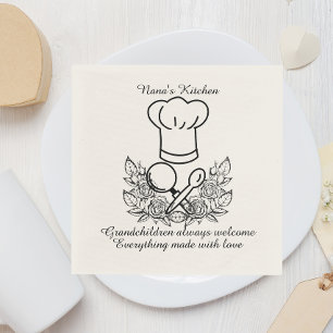 Personalised chef grandma floral mother's day napkin