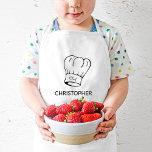 Personalised Chef Hat Kids Apron<br><div class="desc">This personalised apron is for the little chef who likes to help out in the kitchen or at the barbecue grill. It features an illustration of a classic chef's hat with the word "Chef" in script. Customise it with the child's name below in sans serif font.</div>
