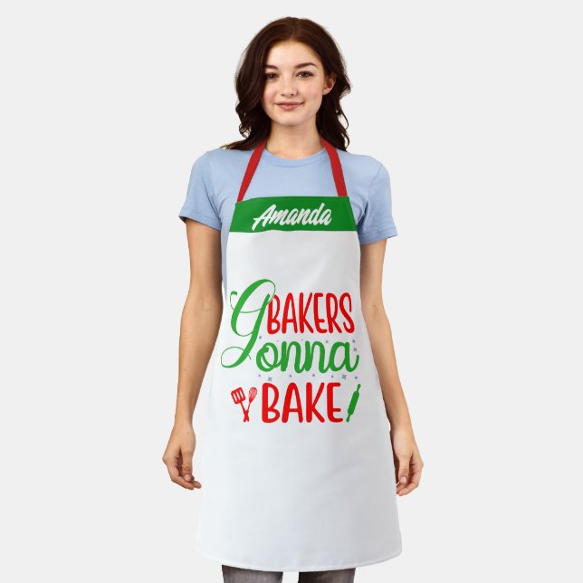 Personalised Chef Name Aprons, Bakers Gonna Bake Apron (Worn)
