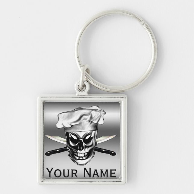 Personalised Chef Skull Keychain (Front)