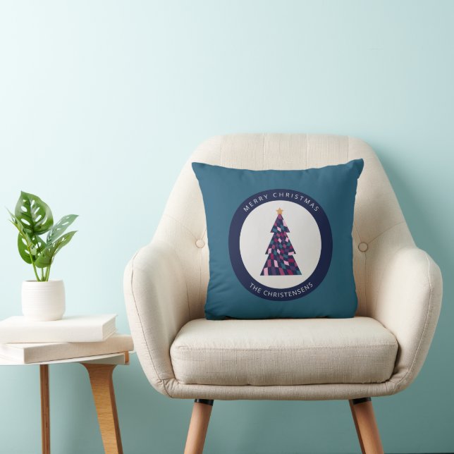 Personalised Chequered Christmas Tree  Cushion (Chair)