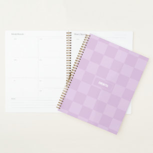 Personalised Chequered Sugar Plum Lavender Purple Planner