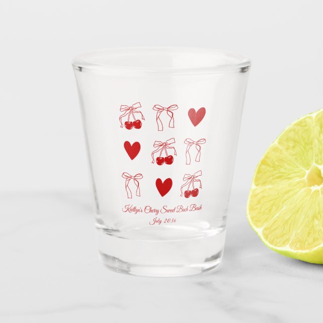 Personalised Cherry Bachelorette Party Shot Glass (Front)