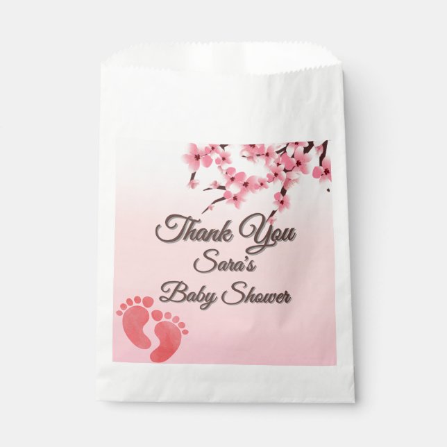  Personalised Cherry Blossom Baby Shower Favour Ba Favour Bags (Front)