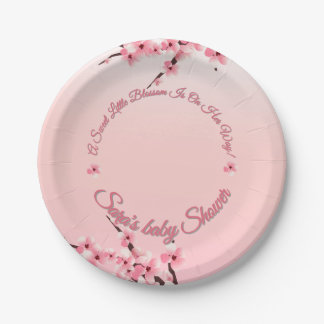 Personalised Cherry Blossom Baby Shower Paper Plate
