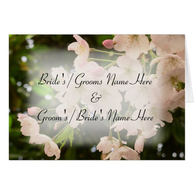 Personalised Cherry Blossom Card Wedding Card (Front Horizontal)