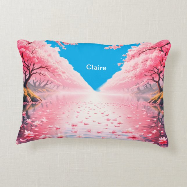 Personalised Cherry Blossom Decorative Cushion (Back)