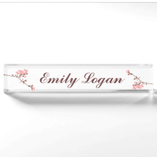 Personalised Cherry Blossom Desk Nameplate