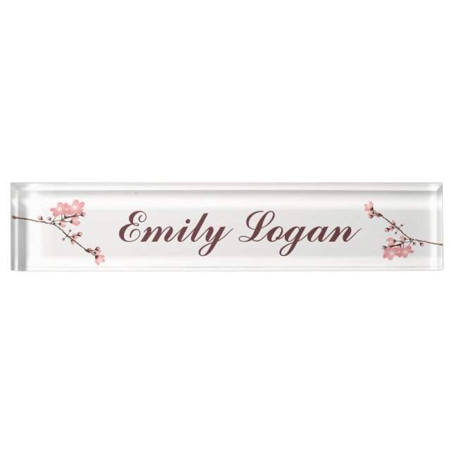 Personalised Cherry Blossom Desk Nameplate (Front)