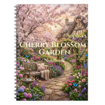 Personalised Cherry Blossom Garden Spiral Notebook