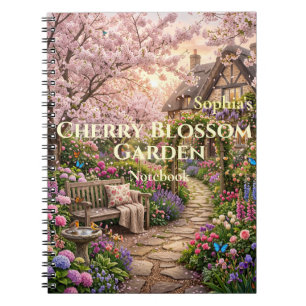Personalised Cherry Blossom Garden Spiral Notebook