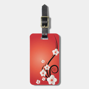 Personalised Cherry Blossom Luggage Tag w/ leather