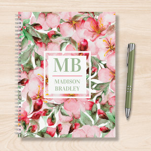 Personalised Cherry Blossom Monogram Namel Notebook