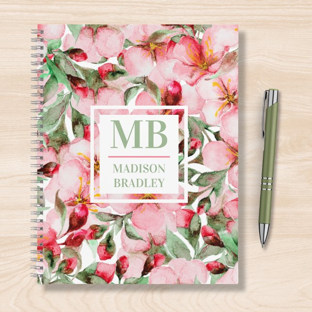 Personalised Cherry Blossom Monogram Namel Notebook (Creator Uploaded)