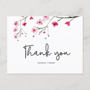 Personalised   Cherry Blossom   Wedding Thank You Postcard
