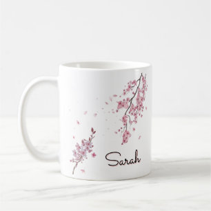 Personalised Cherry Blossom with Custom Name Coffee Mug
