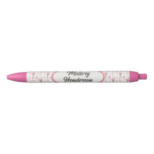 Personalised Cherry Blossoms Black Ink Pen