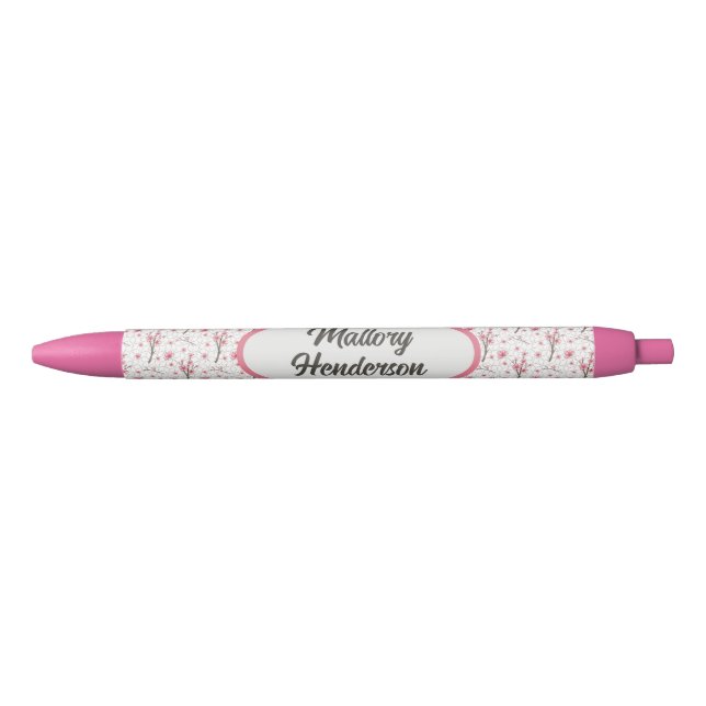 Personalised Cherry Blossoms  Black Ink Pen (Front)
