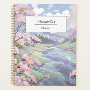 Personalised Cherry Blossoms Pastel Watercolor  Planner