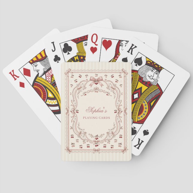 Personalised Cherry Bow Poker Playing Cards (Back)