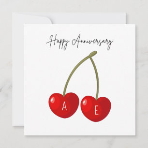 Personalised Cherry Hearts Anniversary Card