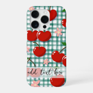 Personalised Cherry on Green Gingham Phone Case – 