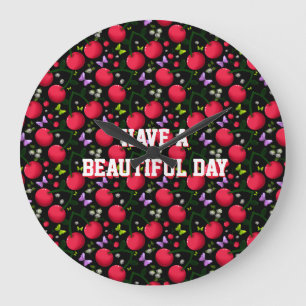 Personalised cherry pattern  large clock