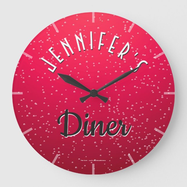 Personalised Cherry Soda Retro Diner Clock (Front)