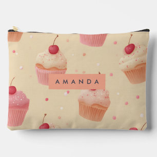 Personalised Cherry Sweet Cupcake Pattern Accessory Pouch