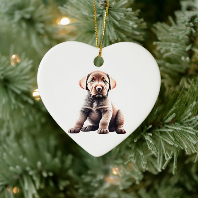 Personalised Chesapeake Bay Retriever Puppy Ceramic Tree Decoration (Tree)