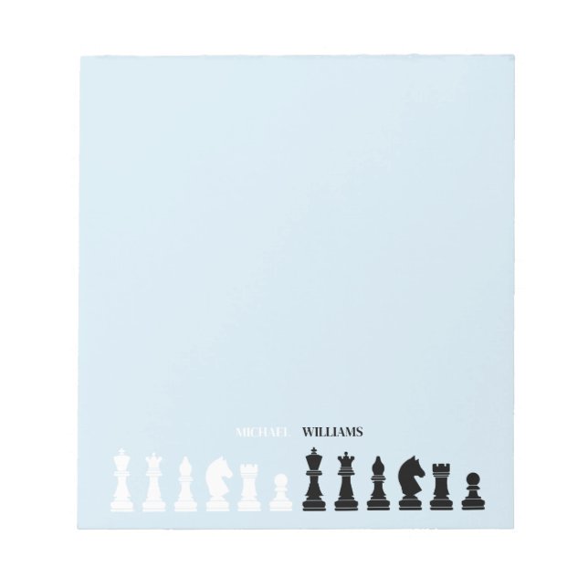 Personalised Chess Piece Blue Notepad (Front)