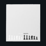 Personalised Chess Piece Grey Notepad<br><div class="desc">Classic black and white chess notepad for chess lovers,  featuring chess figures in a geometric pattern. Modern chess pieces design</div>