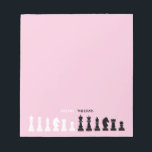 Personalised Chess Piece Pink Notepad<br><div class="desc">Classic black and white chess notepad for chess lovers,  featuring chess figures in a geometric pattern. Modern chess pieces design</div>