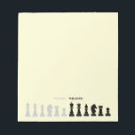 Personalised Chess Piece Yellow Notepad<br><div class="desc">Classic black and white chess notepad for chess lovers,  featuring chess figures in a geometric pattern. Modern chess pieces design</div>