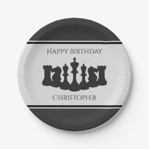 Personalised Chess Pieces Chess King Birthday Paper Plate